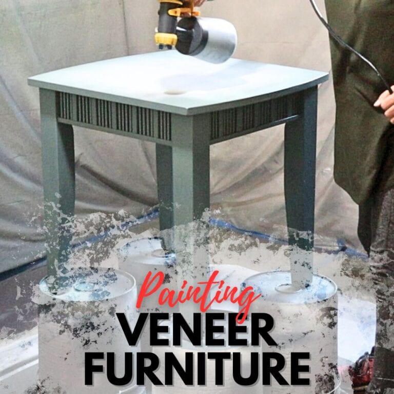 photo painting veneer furniture with text overlay
