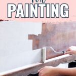 Person using a paint roller to prime wood; text above reads Priming Wood for Painting.