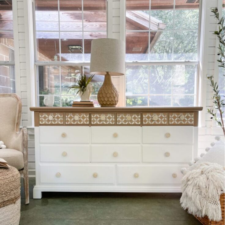 white and wood dresser