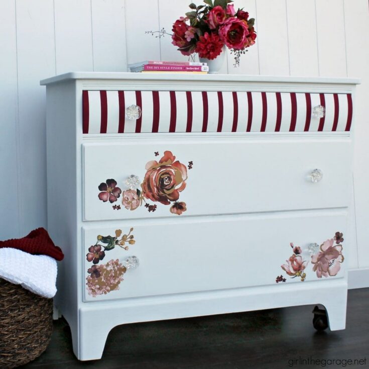 Image for Chic Striped Floral Dresser Makeover