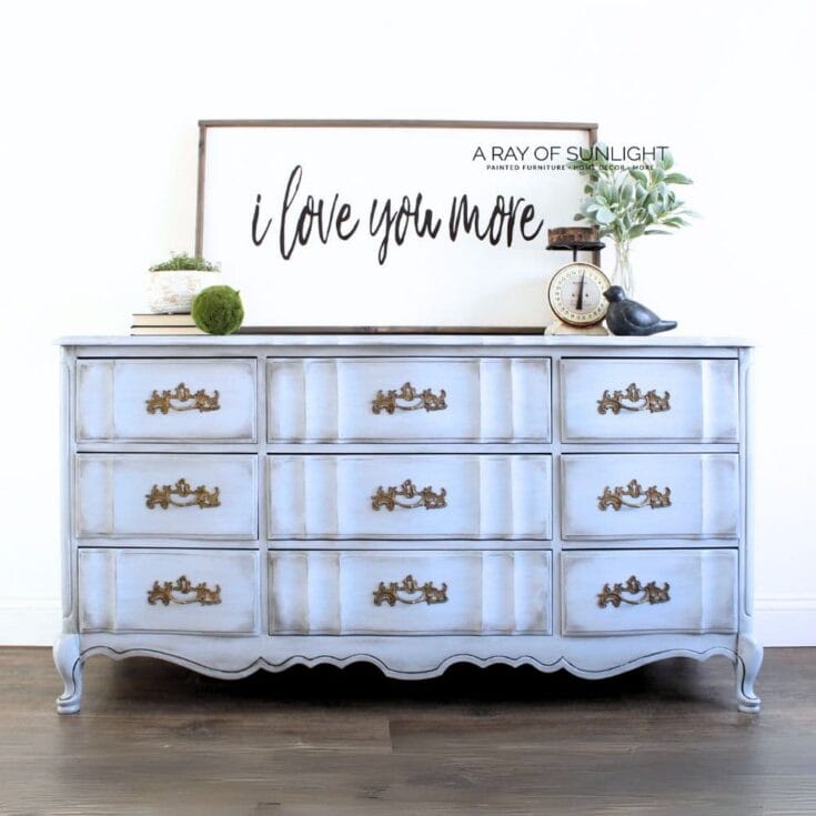 Image for Light Blue French Provincial Dresser Makeover