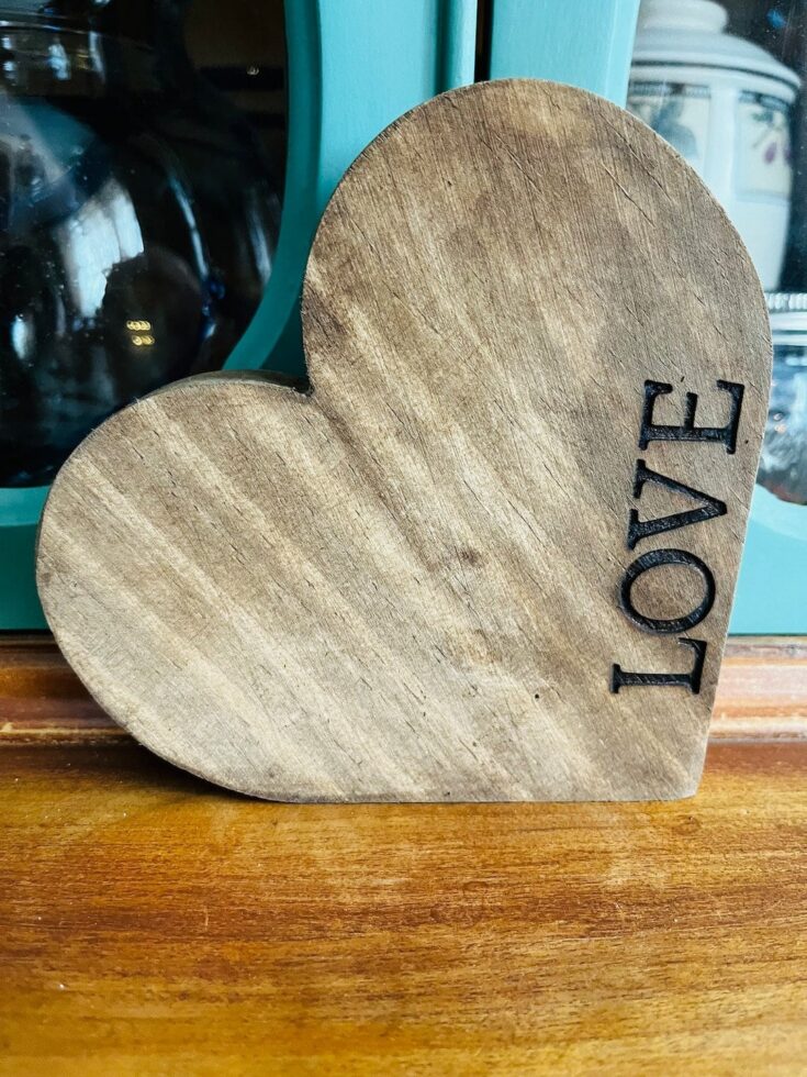 Image for Chunky Wood Heart With Love Engraved on It - Etsy