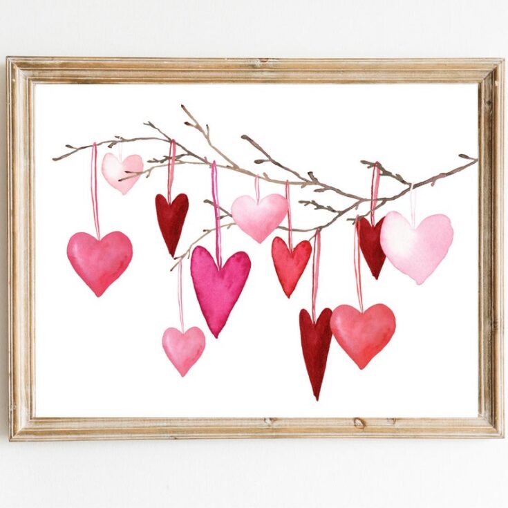 Valentines Day Red Pink Hearts Print