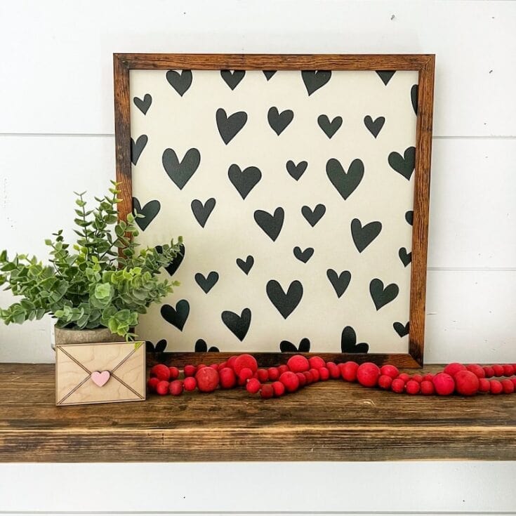 Vintage Hearts Wood Sign