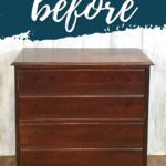 Solid wood dresser with a vintage finish, ideal for bedroom storage solutions.
