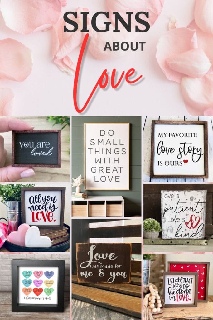 photo collage of signs about love with text overlay