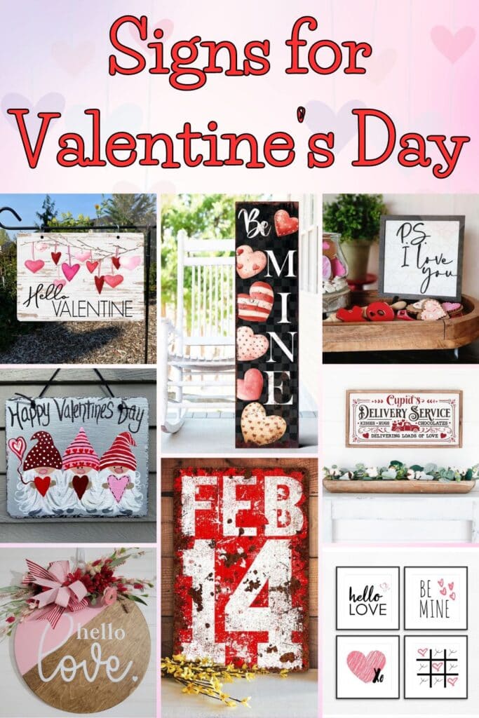 Collage of signs for Valentine's Day