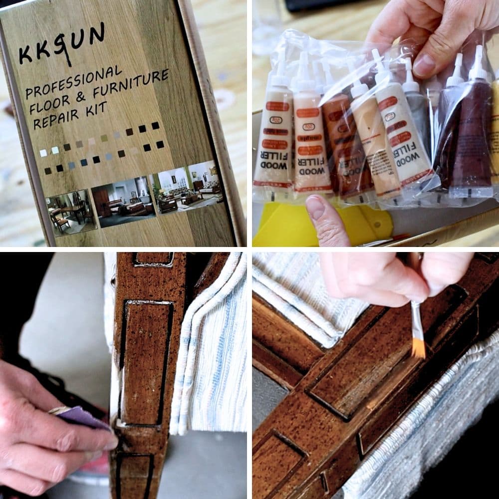 photo of applying wood stain repair kit