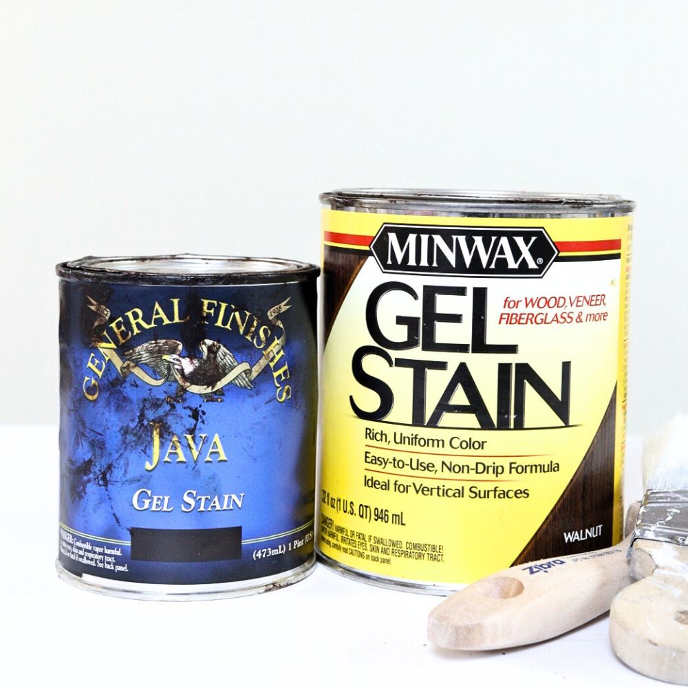 photo of General Finishes Java gel stain and Minwax gel stain
