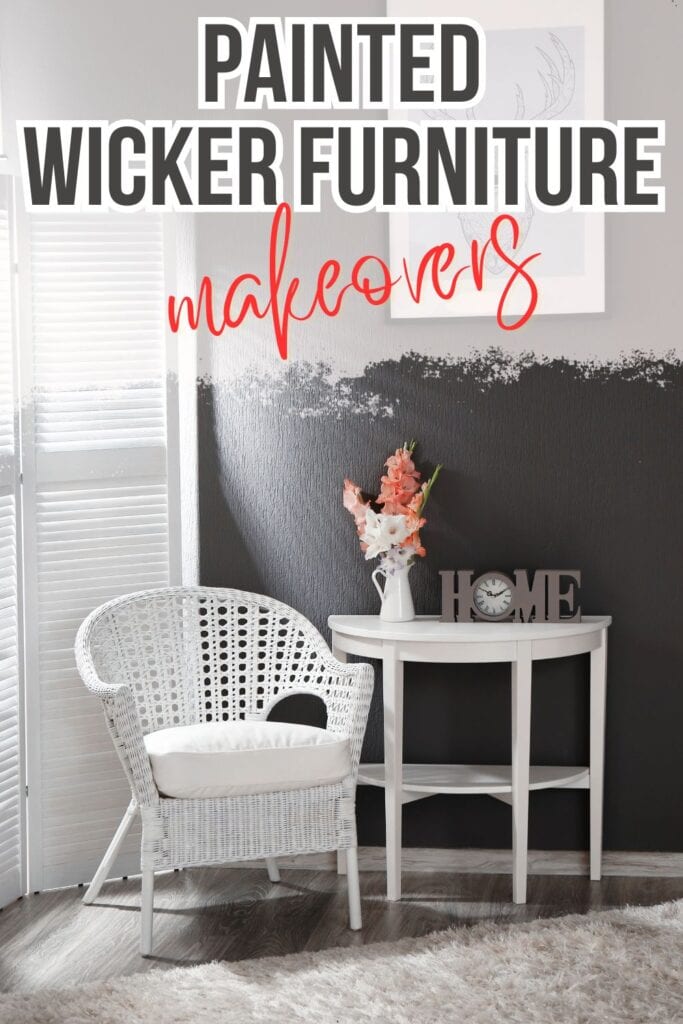 photo of painted wicker furniture with text overlay