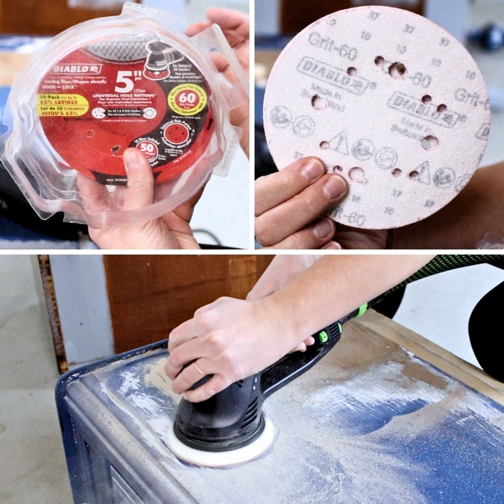 photo of removing paint using diablo sanding discs