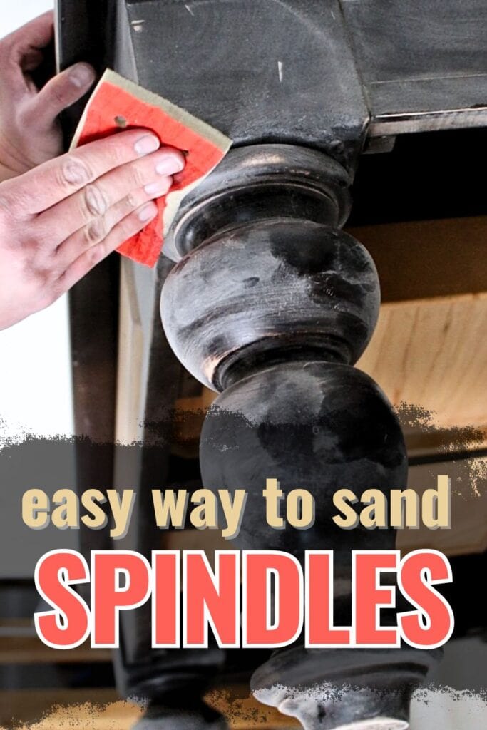 photo of sanding spindle with text overlay
