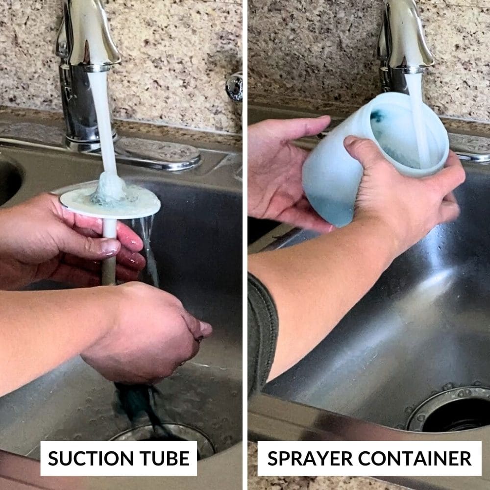 Photo of cleaning suction tube and sprayer container