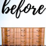 A french provincial wooden dresser with before painting midnight blue