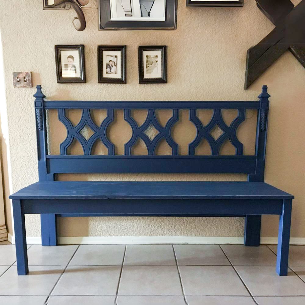 full view photo of headboard turned into a bench