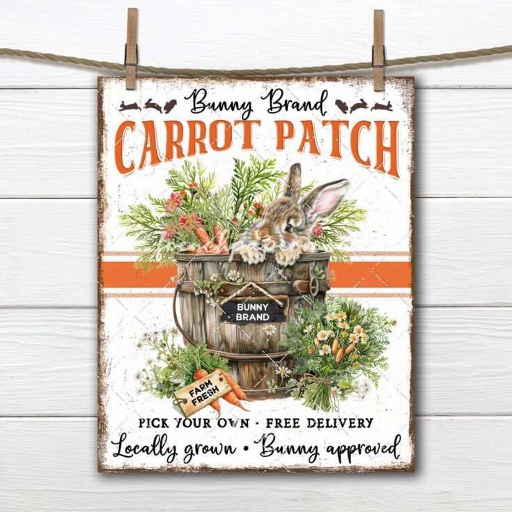 Image for Farmhouse Rustic Bunny Carrot Digital Sign