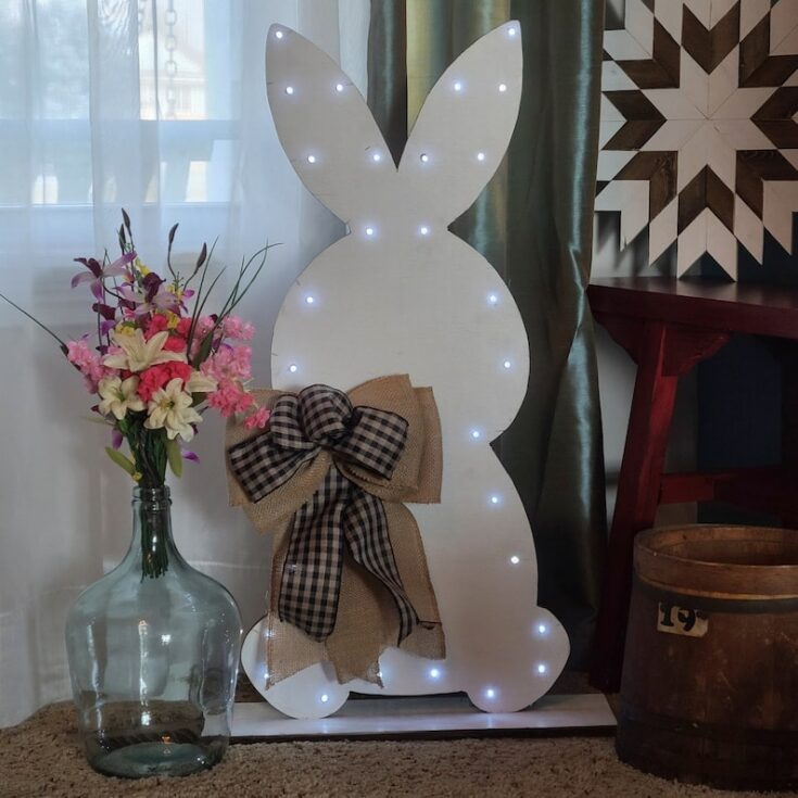 Lighted Wood Farmhouse Easter Bunny