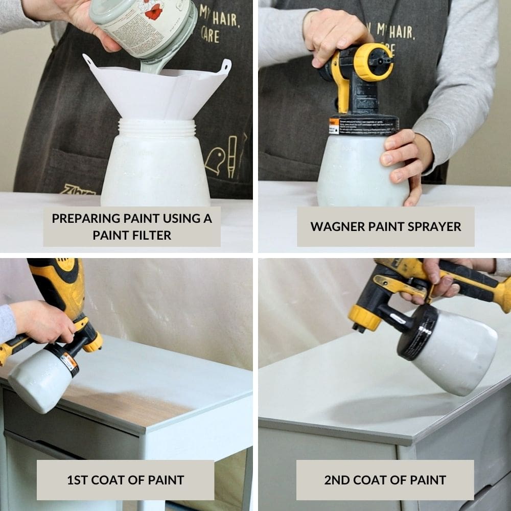 photo of painting laminate furniture using a wagner paint sprayer