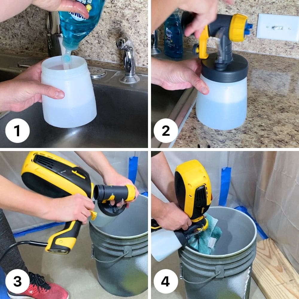 photo of spraying cleaning solution through paint sprayer