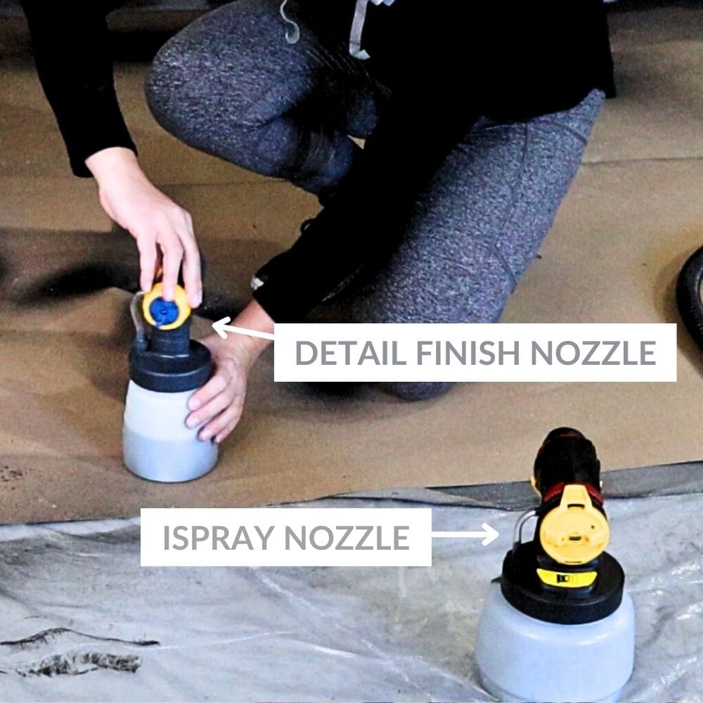 photo of the iSpray nozzle and Detail Finish nozzle