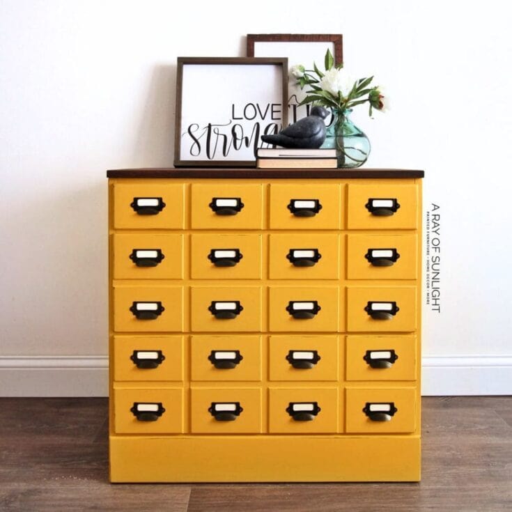 Image for DIY Mustard Yellow Card Catalog Dresser