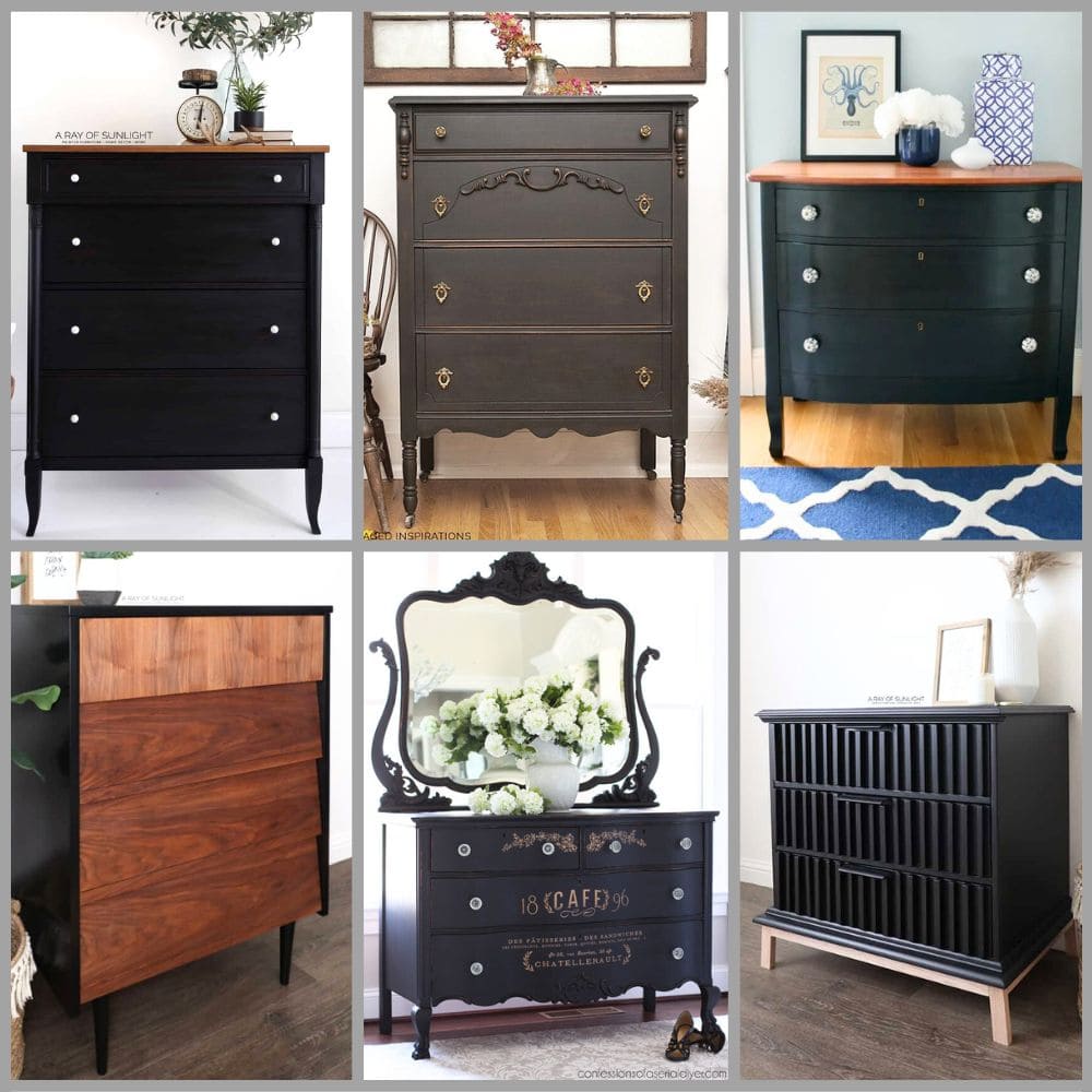 photo collage of black furniture