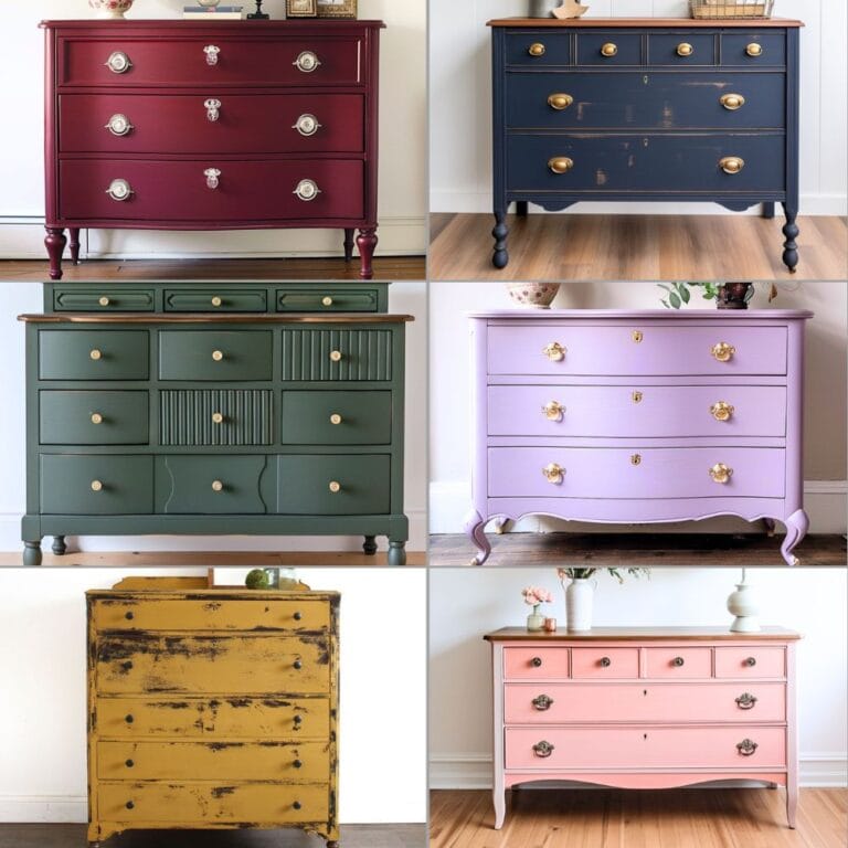 photo collage of painted dressers