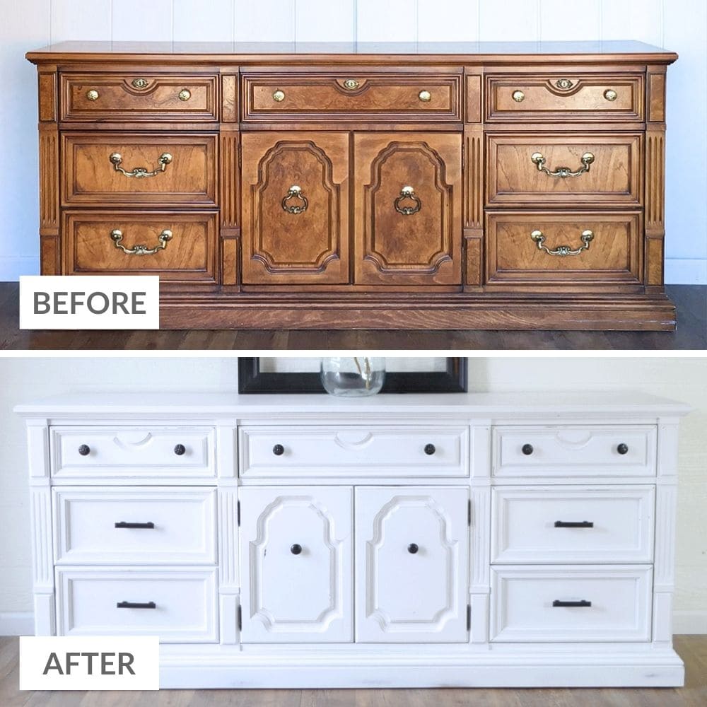 before and after painting the bedroom dresser