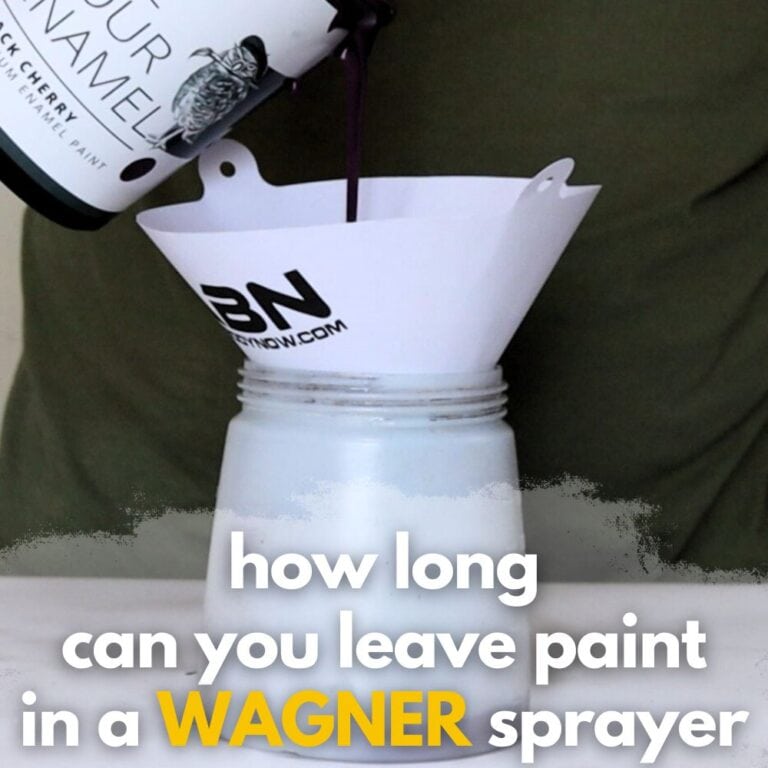 photo of pouring paint into sprayer container with text overlay