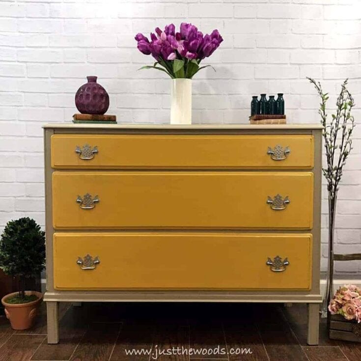 Image for Vintage Painted Dresser with Yellow Drawers