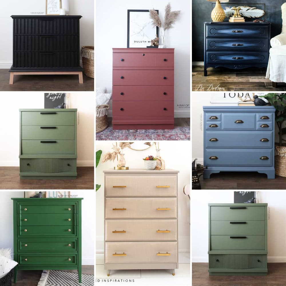 photocollage of gray dressers
