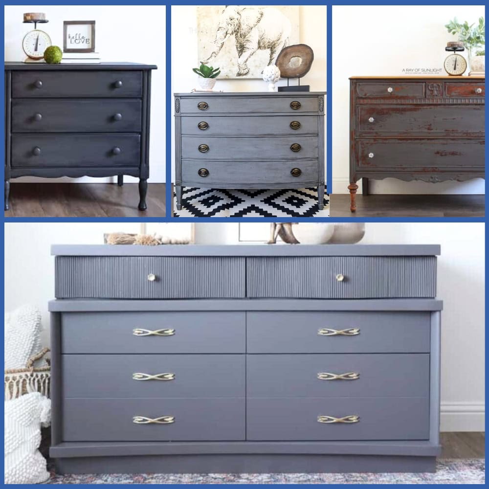 photocollage of gray dressers