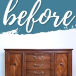 A wooden sideboard before makeover