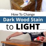 Person sanding a dark wood dresser and wrapping it in plastic to lighten it
