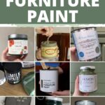 Collage of various green furniture paint cans and brands, with text Best Green Furniture Paint at the top.