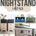 Collage of five unique nightstands in various colors and styles