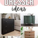 Collage of five stylish dressers for small rooms, with the text Small Room Dresser Ideas at the top.