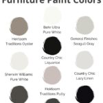 A chart showing ten neutral furniture paint colors with swatches and their brand names.
