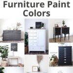 Collage of neutral-colored painted furniture pieces, including dressers, nightstands, benches, and cabinets.
