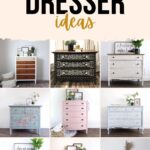 Collage of nine uniquely painted dressers with the text “Creative Dresser Ideas” at the top.