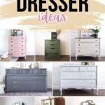 Collage of eight colorful, creatively painted dressers with various styles and decorative accents.
