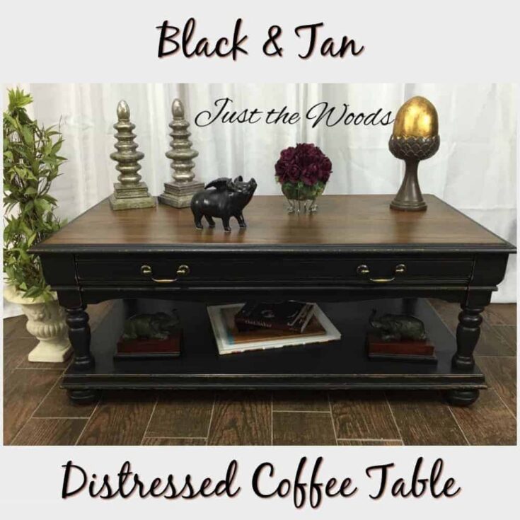 Image for Distressed Coffee Table Makeover in Black & Tan