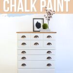 White chalk painted dresser with brass cup pulls