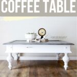 White chalk-painted coffee table with gray top