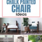 Collage of five stylish chairs with various chalk paint designs and text reading 10+ Chalk Painted Chair Ideas.
