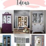Collage of six painted hutches in various colors and styles, with text Painted Hutch Ideas above them.