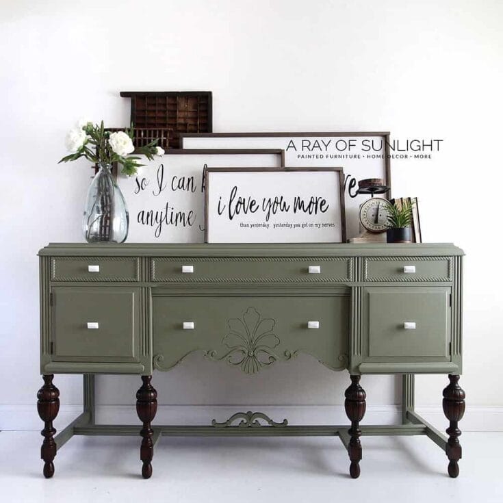 Image for Olive Green Painted Antique Buffet