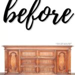 A wooden dresser with ornate details sits below the word before in large, cursive black letters.