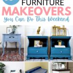 Collage of chalk-painted furniture makeovers, including nightstands, side tables, and decorative accents.