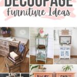 A collage of decoupaged furniture.
